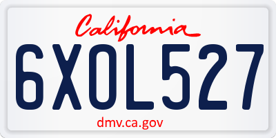 CA license plate 6XOL527