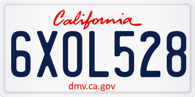 CA license plate 6XOL528