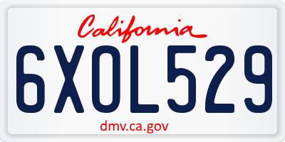 CA license plate 6XOL529