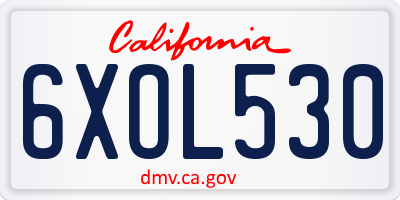CA license plate 6XOL530