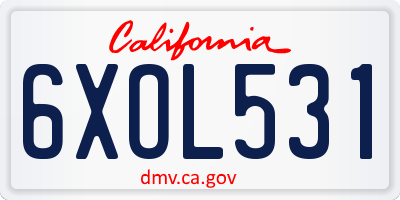 CA license plate 6XOL531