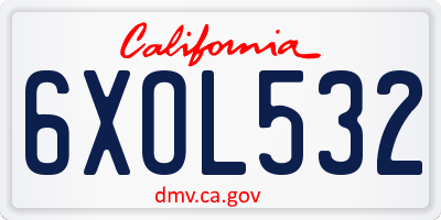 CA license plate 6XOL532