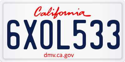 CA license plate 6XOL533