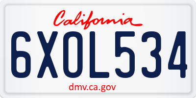 CA license plate 6XOL534
