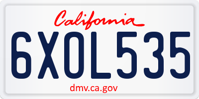 CA license plate 6XOL535
