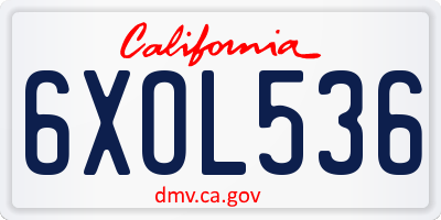 CA license plate 6XOL536