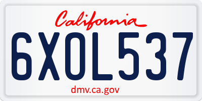 CA license plate 6XOL537
