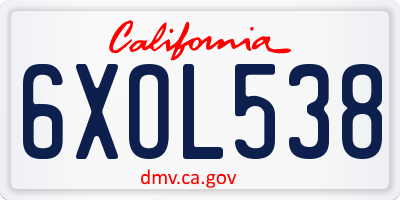 CA license plate 6XOL538
