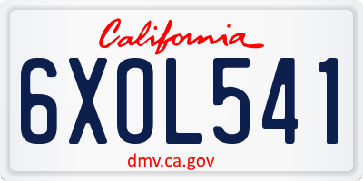 CA license plate 6XOL541