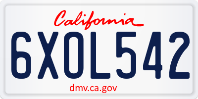 CA license plate 6XOL542