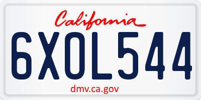 CA license plate 6XOL544