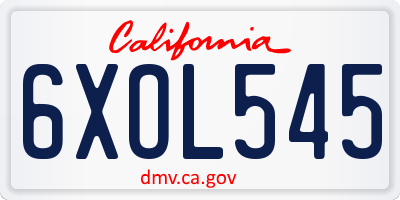 CA license plate 6XOL545