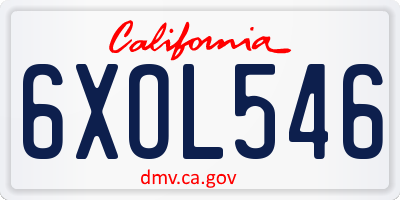 CA license plate 6XOL546