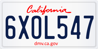 CA license plate 6XOL547
