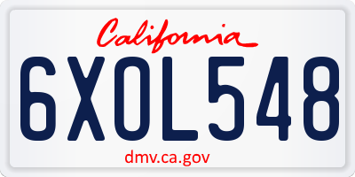 CA license plate 6XOL548
