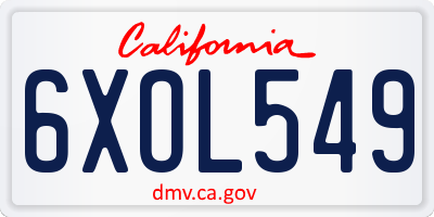 CA license plate 6XOL549