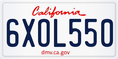CA license plate 6XOL550