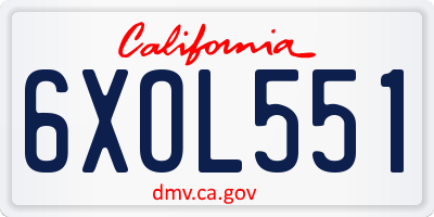 CA license plate 6XOL551