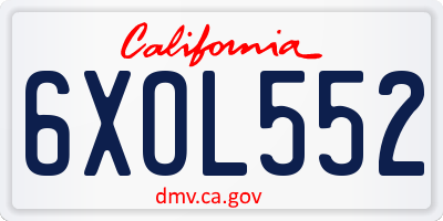 CA license plate 6XOL552