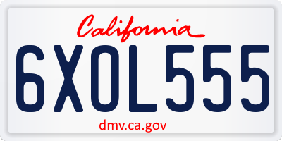 CA license plate 6XOL555