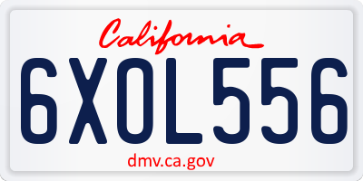 CA license plate 6XOL556