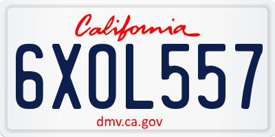 CA license plate 6XOL557
