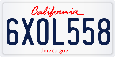 CA license plate 6XOL558