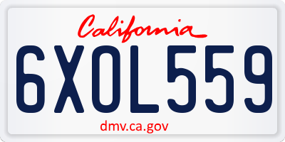 CA license plate 6XOL559