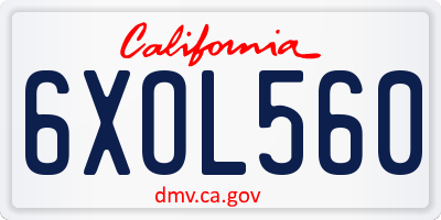 CA license plate 6XOL560