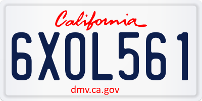 CA license plate 6XOL561