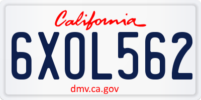 CA license plate 6XOL562