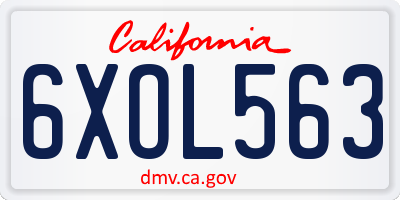CA license plate 6XOL563