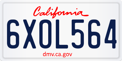 CA license plate 6XOL564