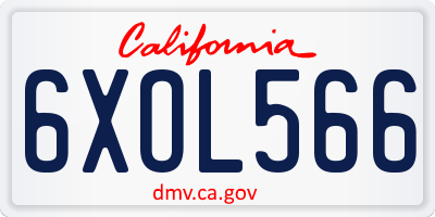 CA license plate 6XOL566
