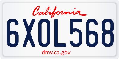 CA license plate 6XOL568