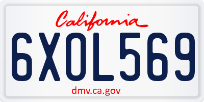 CA license plate 6XOL569