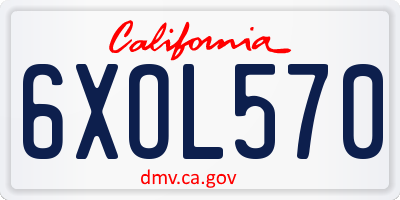 CA license plate 6XOL570