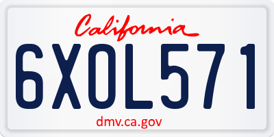CA license plate 6XOL571