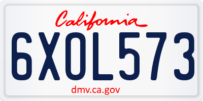 CA license plate 6XOL573