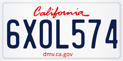 CA license plate 6XOL574