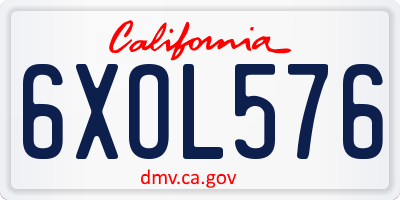 CA license plate 6XOL576