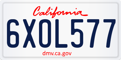 CA license plate 6XOL577