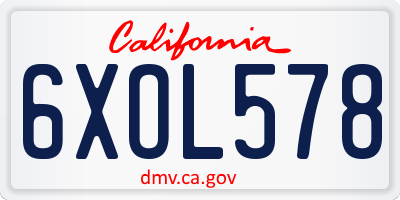CA license plate 6XOL578