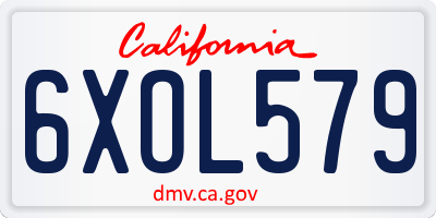CA license plate 6XOL579