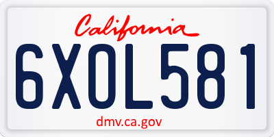 CA license plate 6XOL581