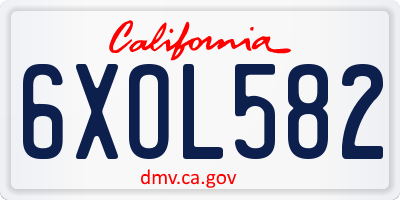 CA license plate 6XOL582