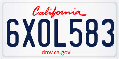 CA license plate 6XOL583