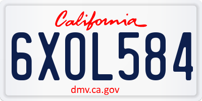 CA license plate 6XOL584