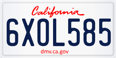 CA license plate 6XOL585