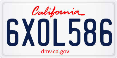 CA license plate 6XOL586